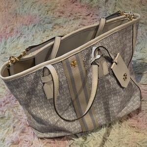 Elegant Cream and Gray Tote Bag